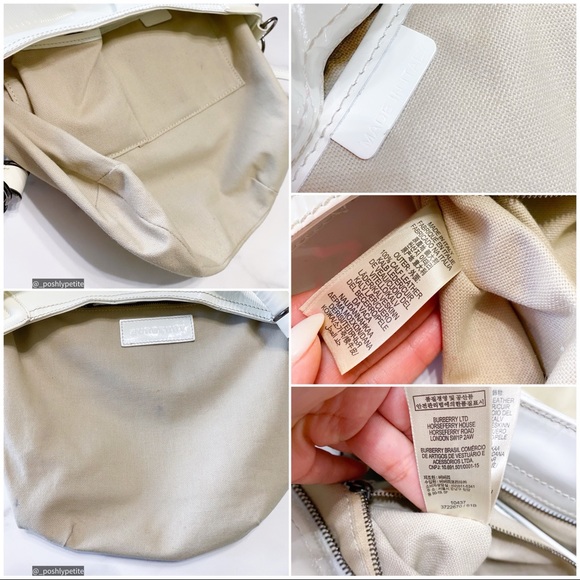 BURBERRY White Check Embossed Patent Leather Medium Craigwell Hobo Bag - Picture 5 of 17